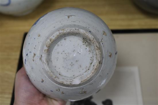 Five Korean pottery vases tallest 26cm
